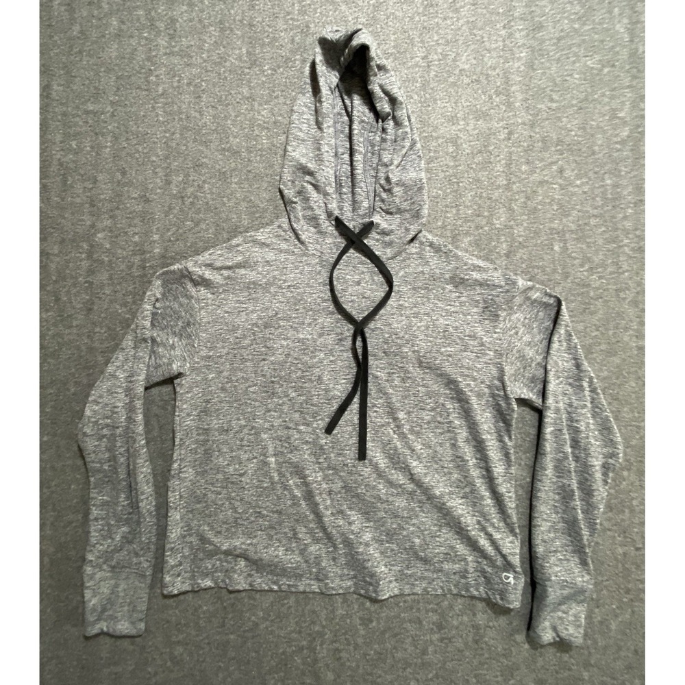 GapFit Brushed Tech Jersey Breathe Gray Cropped Hoodie Size S